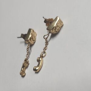 Gold Tone Vintage Avon Telephone Dangle Earrings